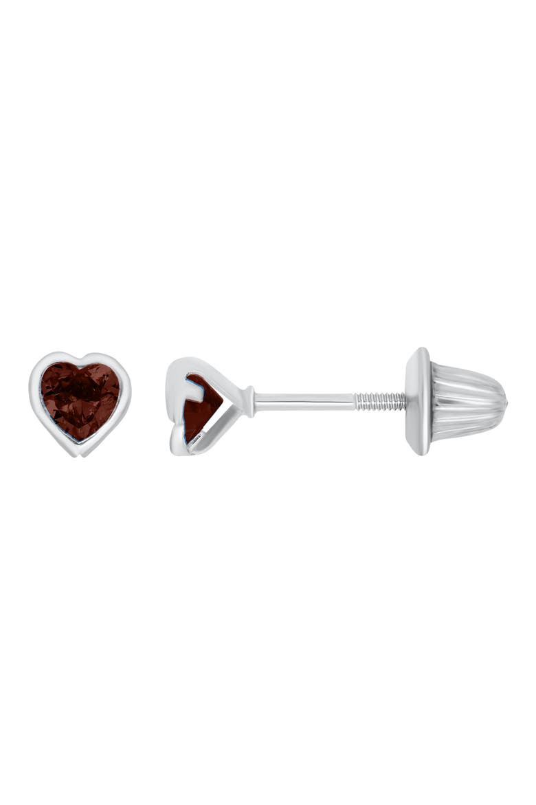 Kids' Heart Birthstone Stud Earrings, Main, color, GARNET