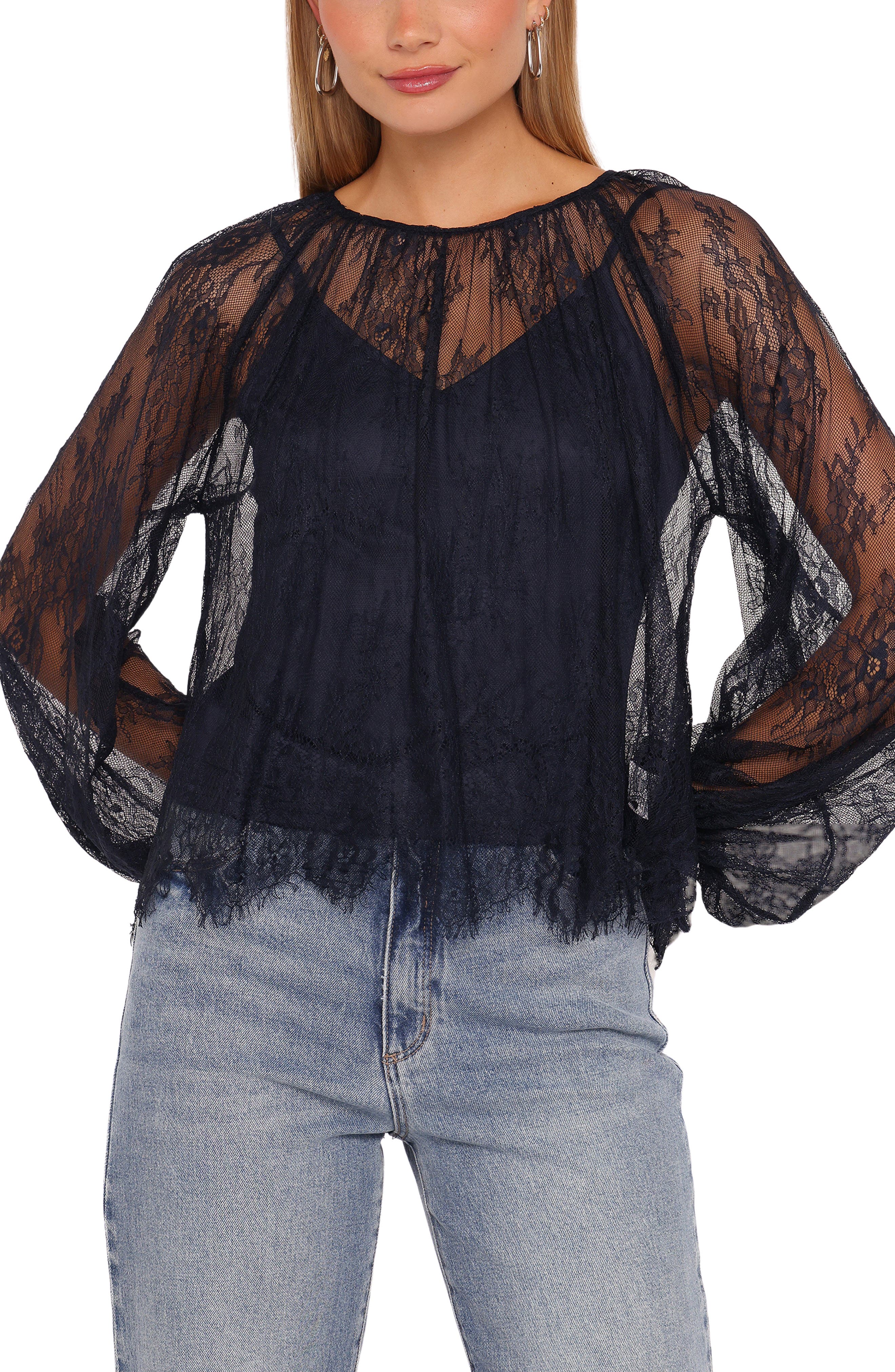 Petal & Pup Duncan Sheer Lace Top (Women) | Nordstrom
