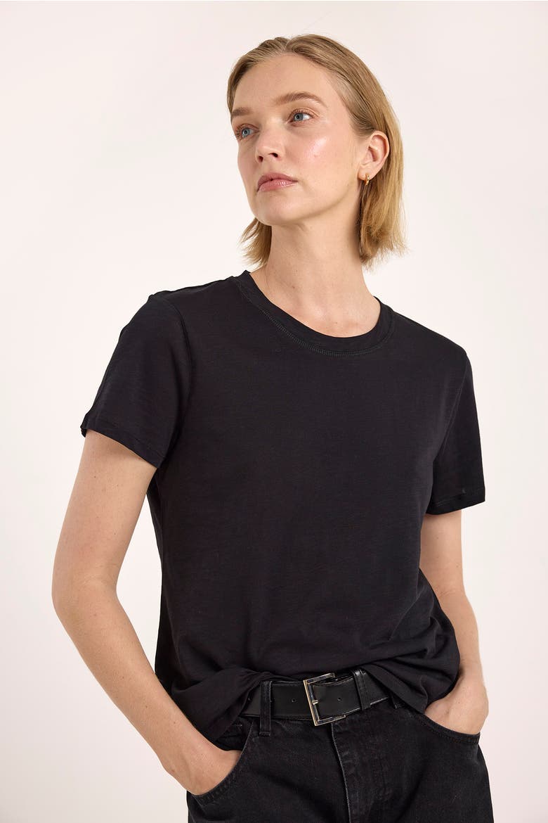 Boxy Cotton Crew Neck T-shirt, Alternate, color, Black