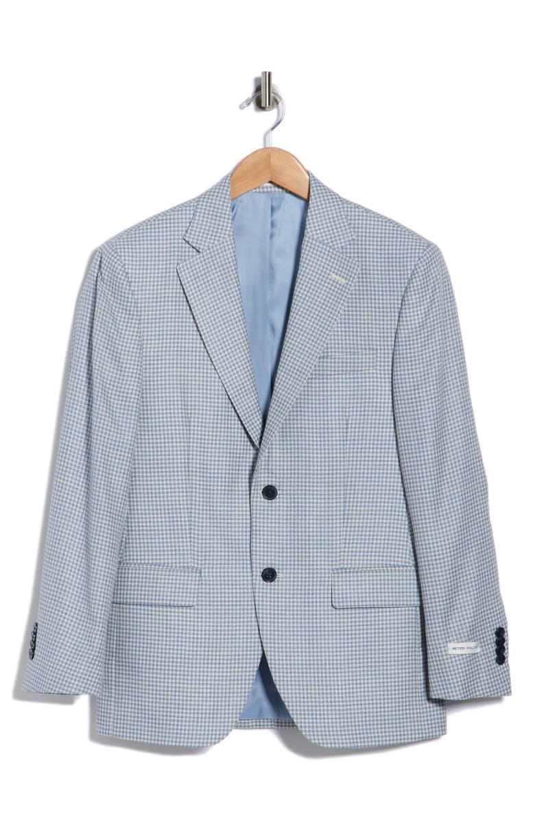 Peter Millar Flynn Classic Fit Houndstooth Wool Blend Sport Coat, Main, color, Light Blue