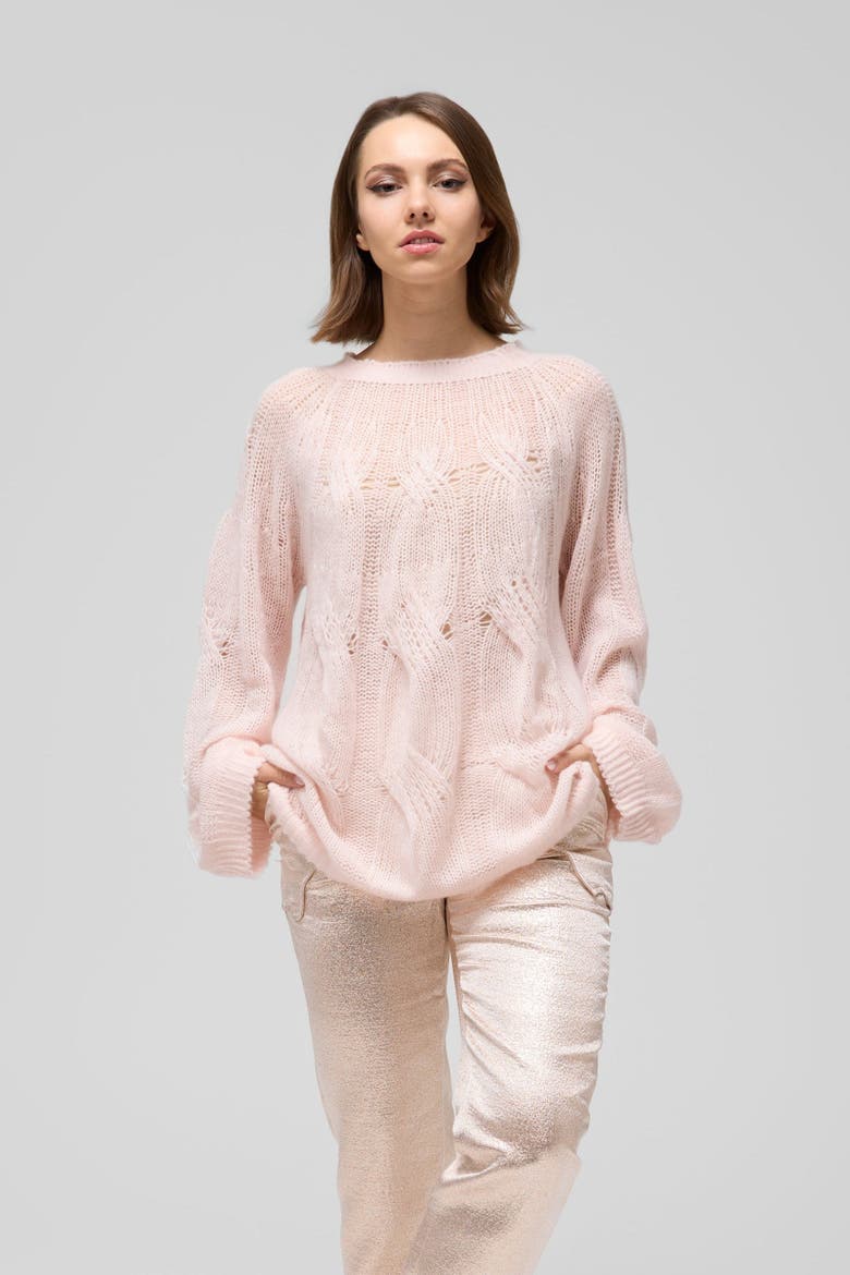Cable-Knit Cashmere Sweater, Main, color, Light Pink