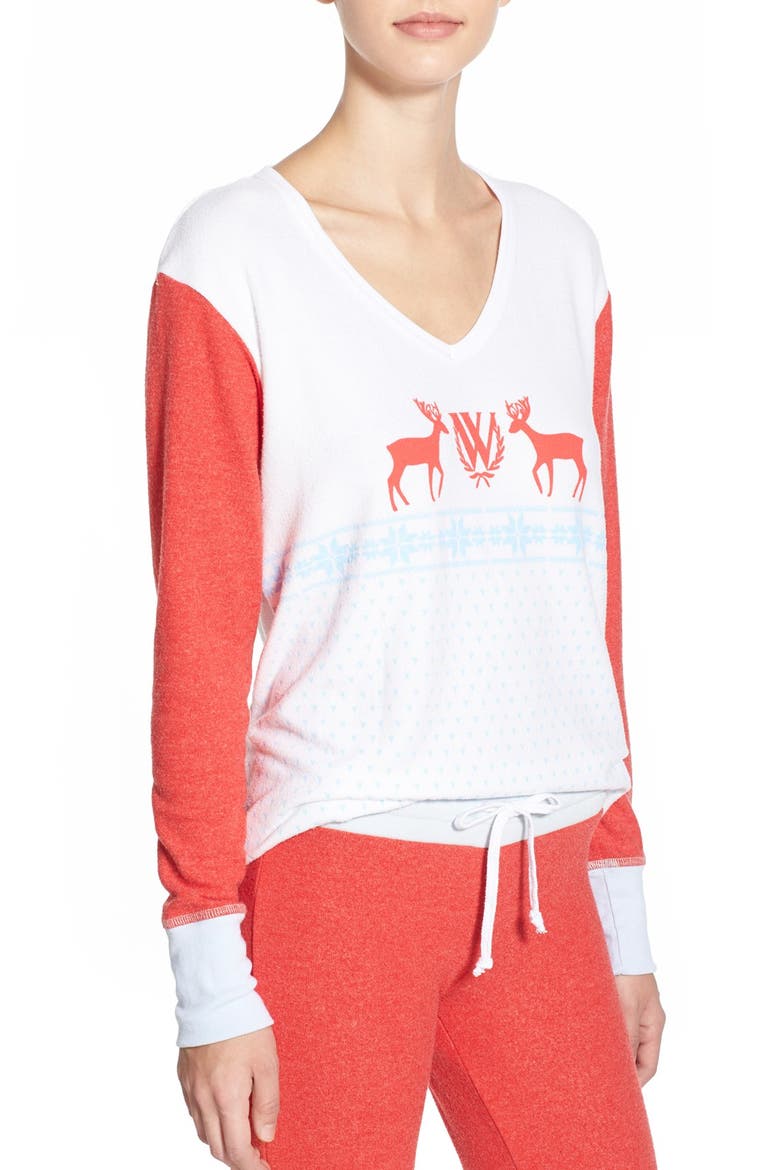 'Pastel Snow Babe' Pajamas, Alternate, color, VINTAGE LACE/RED/BLUE IRIS