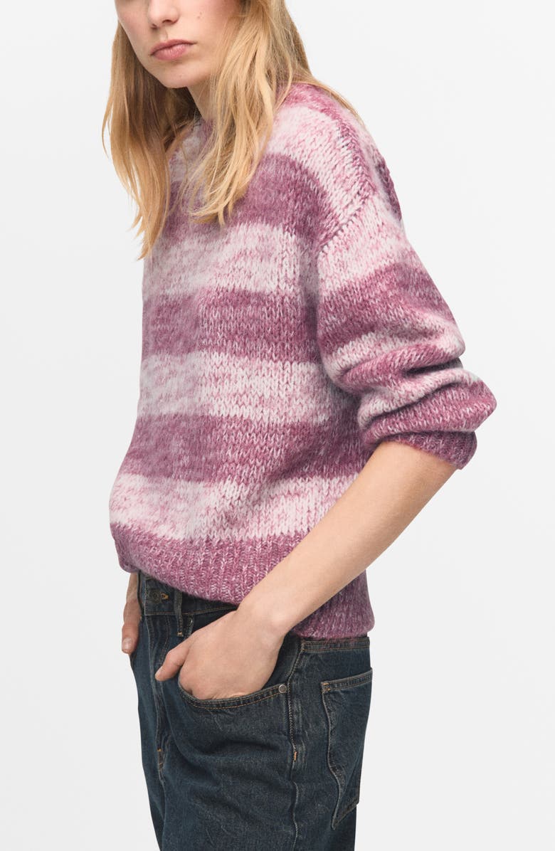 MANGO Stripe Oversize Sweater, Main, color, Pastel Pink
