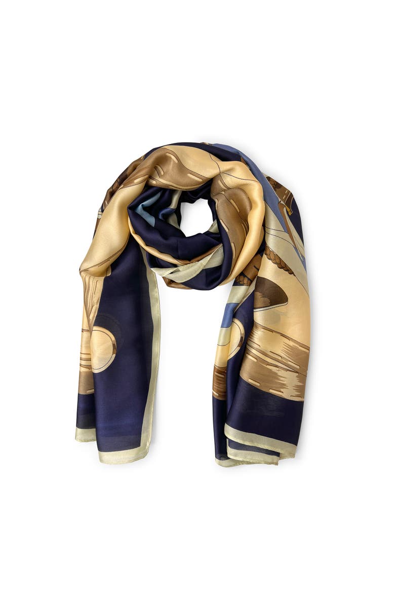 Youzey The Dancer Faux Silk Scarf, Main, color, Blue