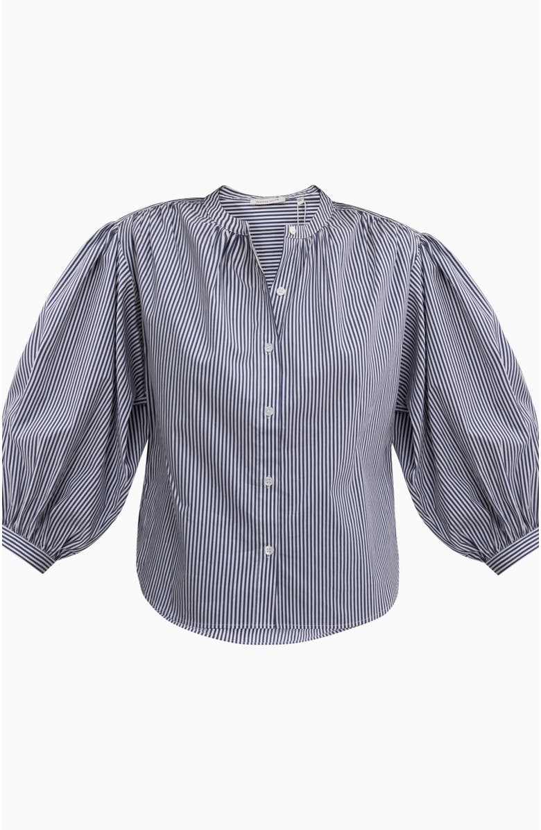 Rebecca Taylor Joselene Poplin Blouse, Alternate, color, Navy Stripe