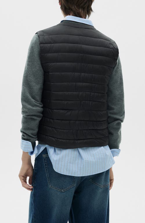 Mango Water Repellent Channel Quilted Vest In Black