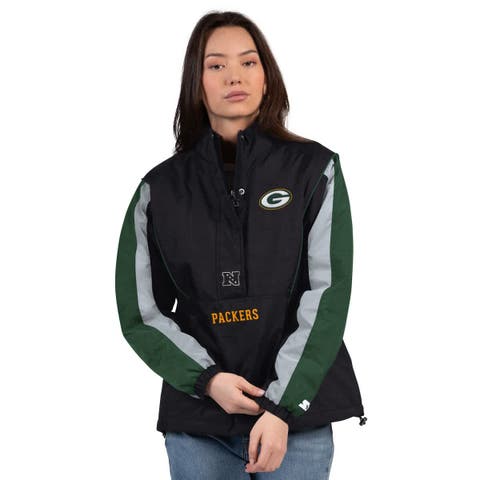 Women
s Starter Black/Green Green Bay Packers Thursday Night Gridiron Half-Zip Jacket