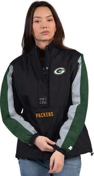 STARTER Women's Starter Black/Green Green Bay Packers Thursday Night Gridiron Half-Zip Jacket
