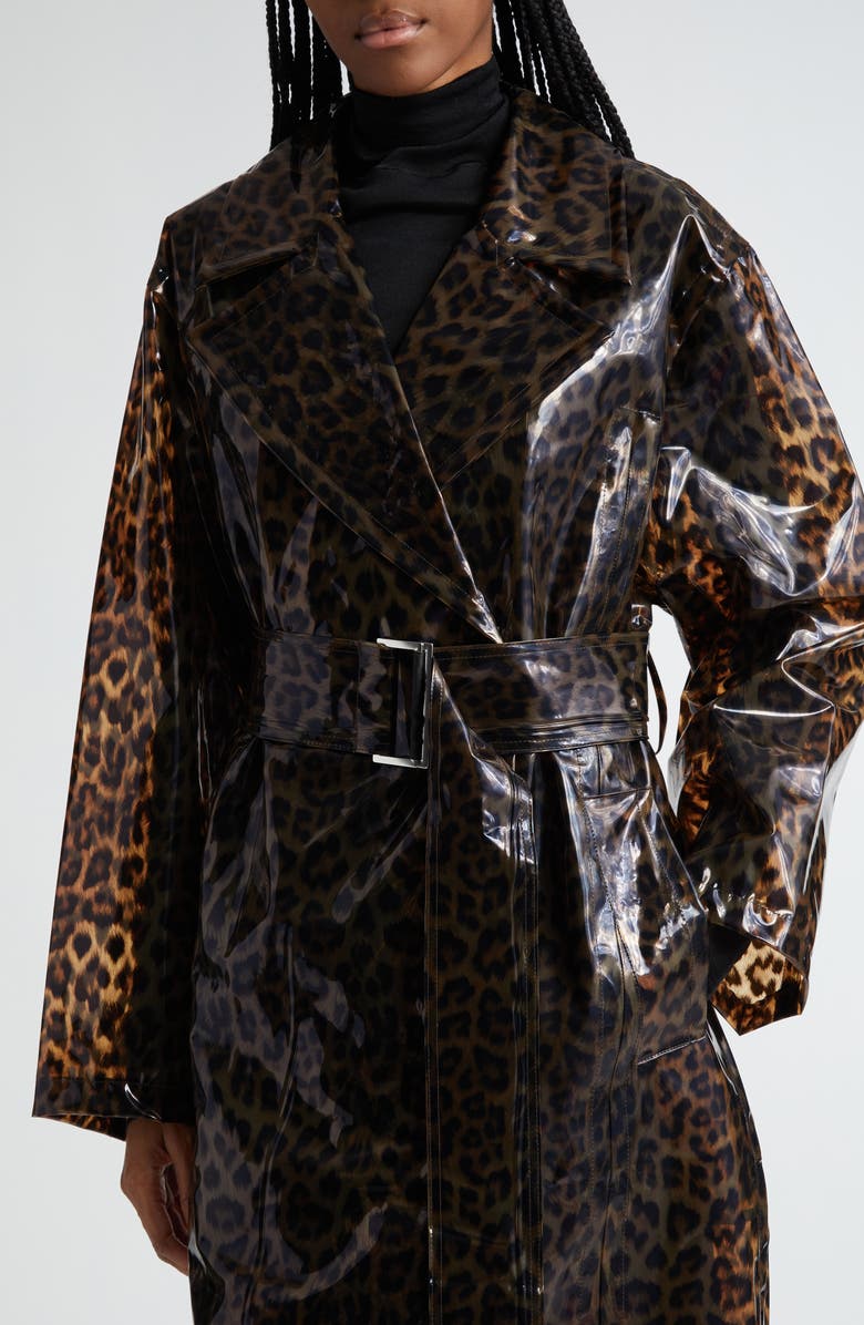 Stand Studio Henriette Leopard Print Raincoat, Alternate, color, 