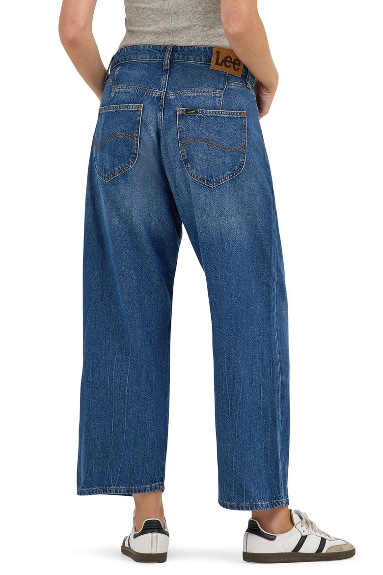 Button Fly High Waist Loose Fit Ankle Jeans, Alternate, color, ROBUST BLUE