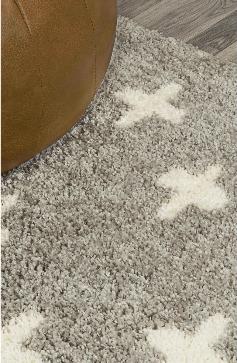 JONATHAN Y Cristo Berber Geometric Shag Area Rug, Alternate, color, Gray/Ivory