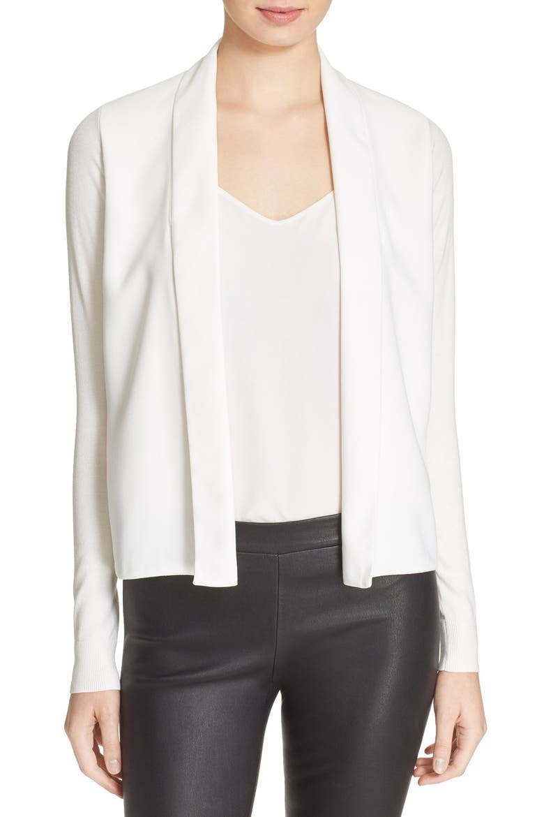 'Faiyly' Mixed Media Cardigan, Main, color, CREAM