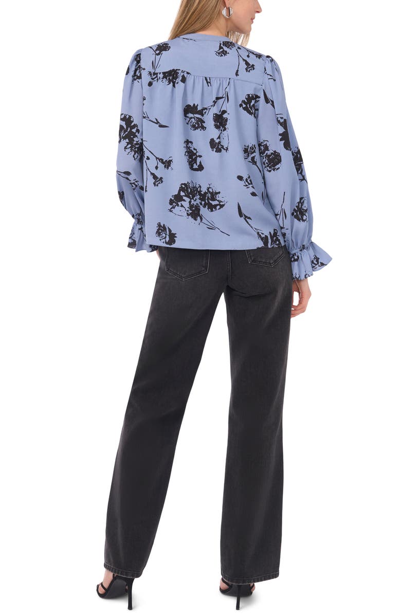 1.STATE Floral Ruffle Sleeve Blouse, Alternate, color, Blue Denim