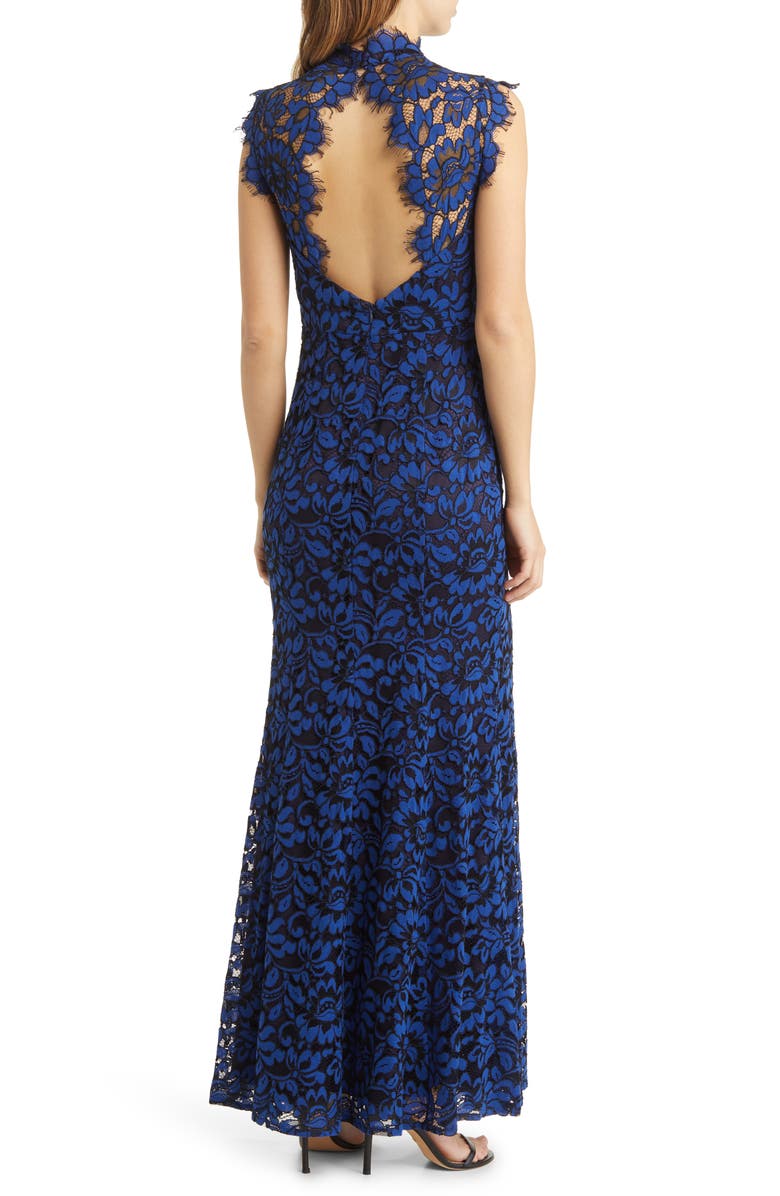 Eliza J Illusion Mock Neck Open Back Sleeveless Gown, Alternate, color, 