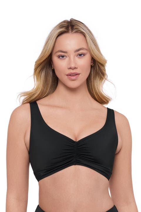 Supportive and Sculpting Banded Cinch Front Bikini Swimsuit Top
