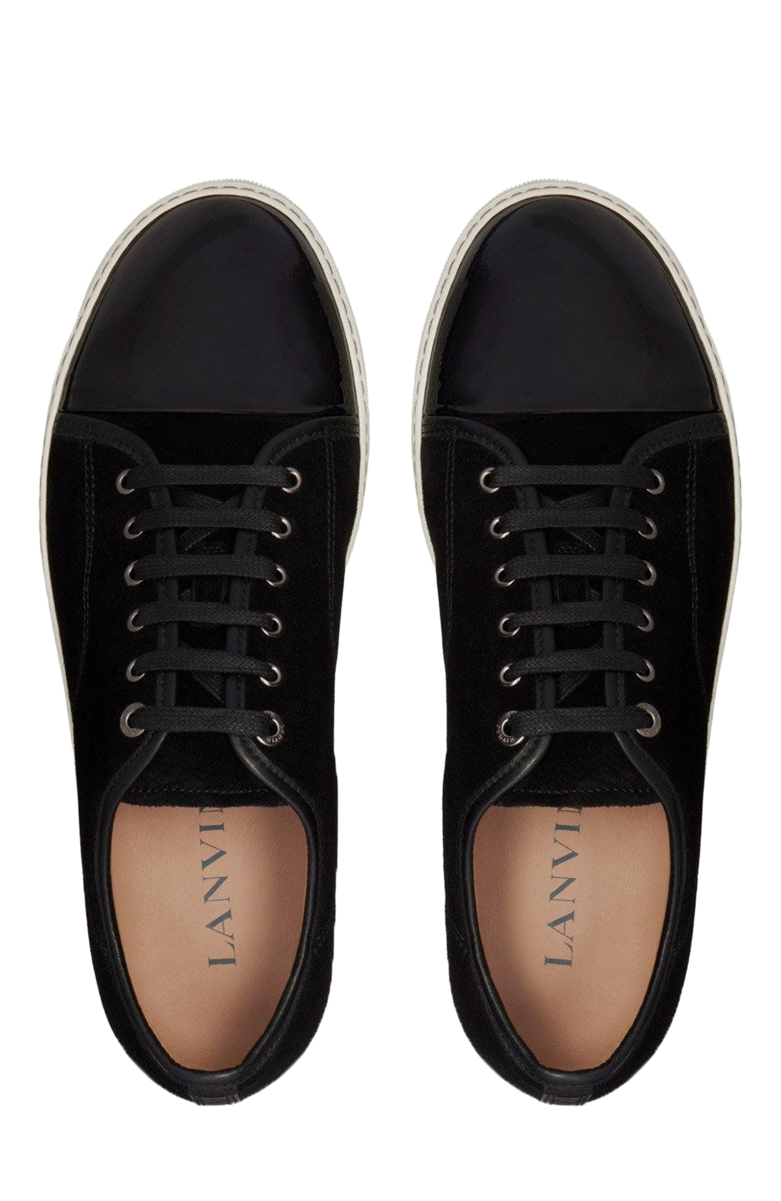 Lanvin Dbb1 Suede And Patent Leather Sneakers, Alternate, color, Black