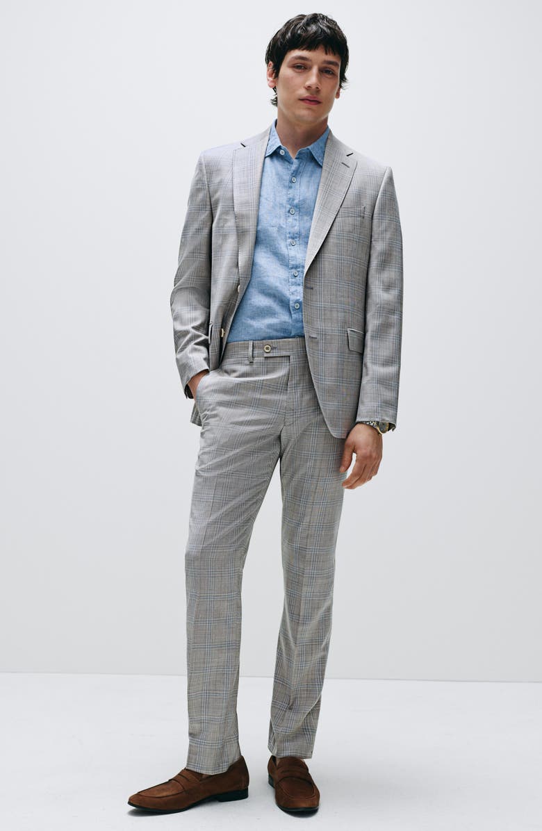 Jack Victor Esprit Plaid Wool Suit, Alternate, color, Sand