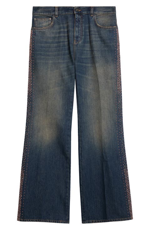 MA Fit Embellished Stripe Wide Leg Jeans