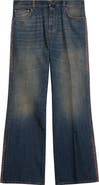 AMIRI MA Fit Embellished Stripe Wide Leg Jeans