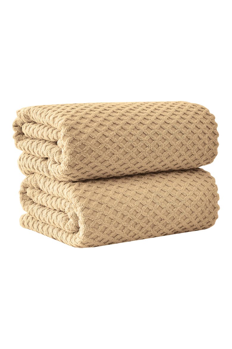 Diamond Waffle Textured 2-Piece Bath Sheet Set, Main, color, OATMEAL