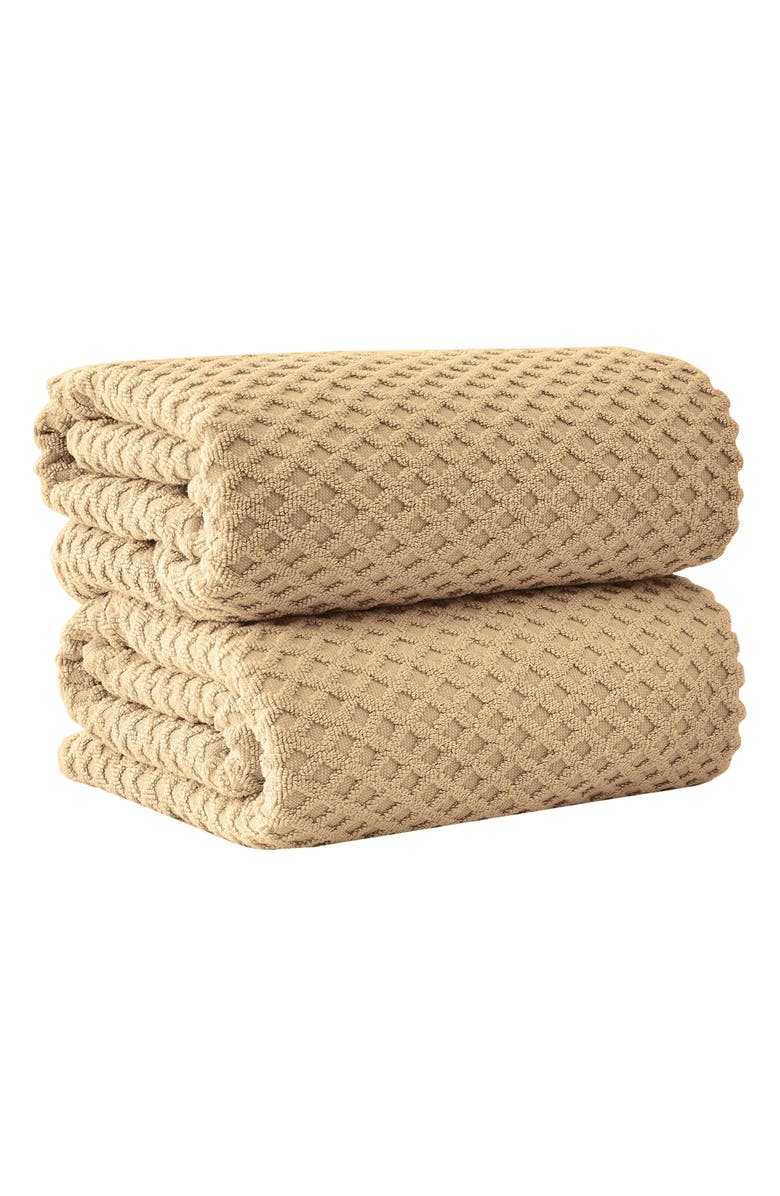 Woven & Weft Diamond Waffle Textured 2-Piece Bath Sheet Set, Main, color, Oatmeal
