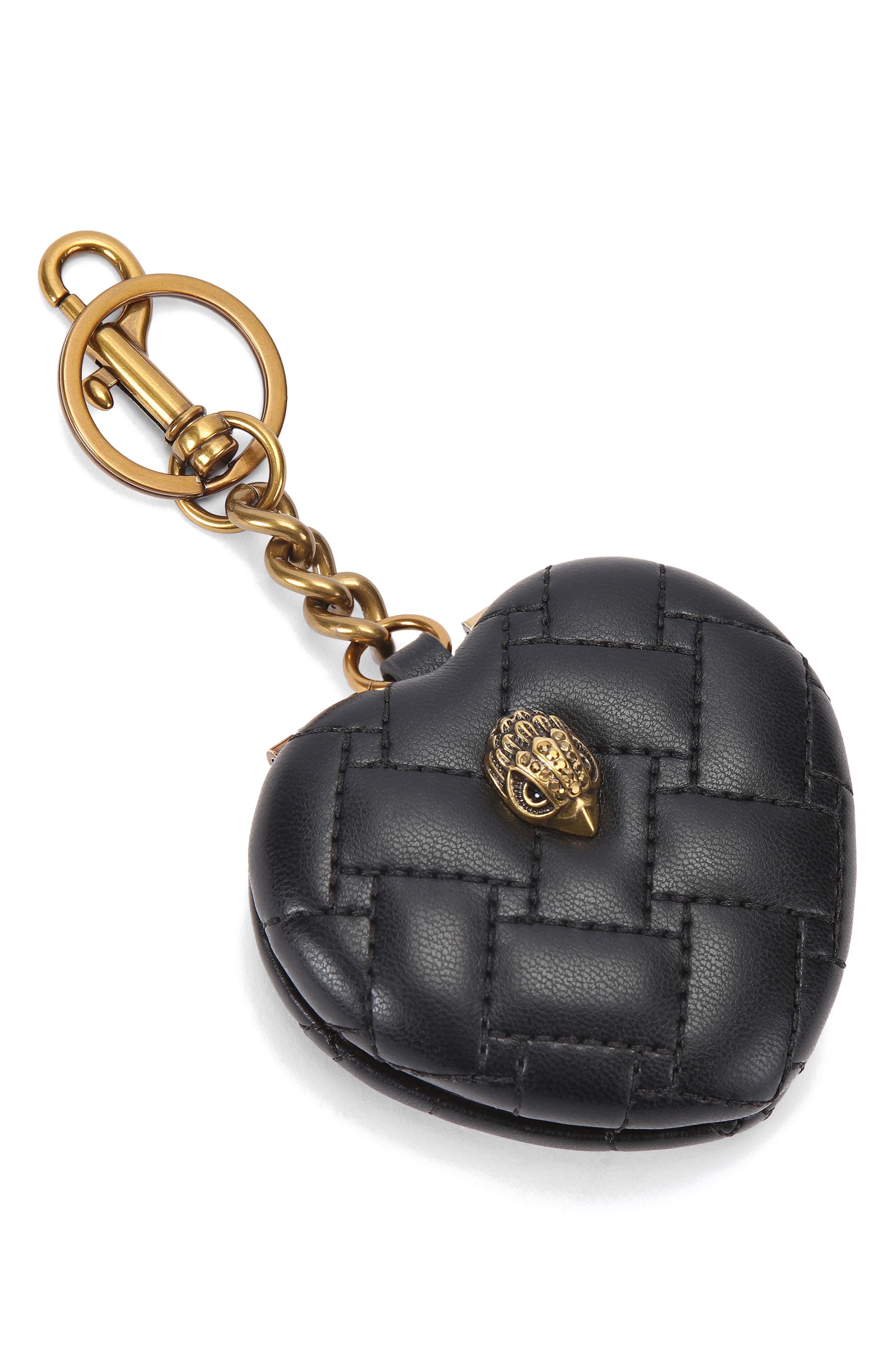 Kurt Geiger London Kensington Heart Mirror Bag Charm, Alternate, color, Black