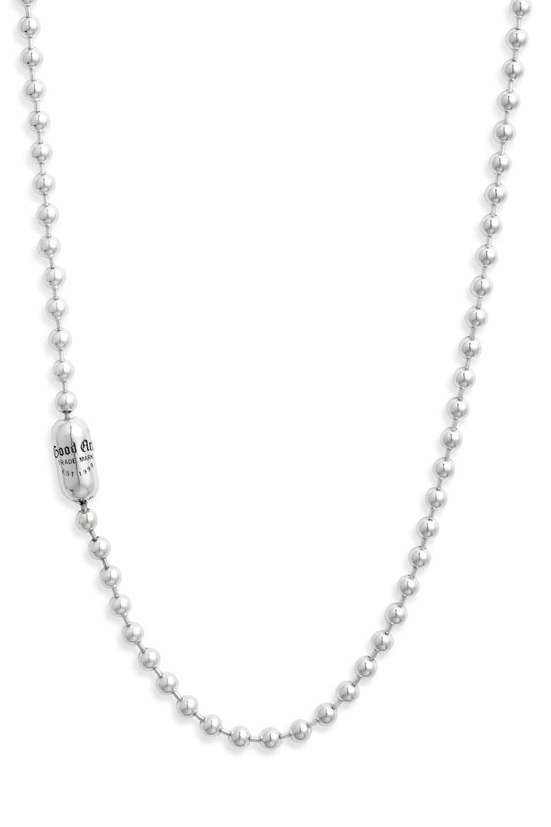 Men's Logo A Poplock Necklace, Main, color, STERLING SILVER