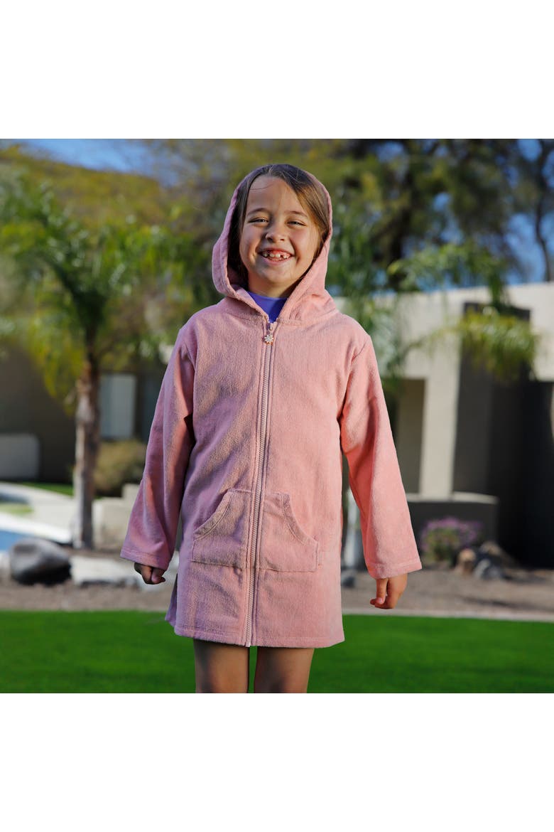 Hooded Terry Beach Cover-Up, Alternate, color, Dusty Pink