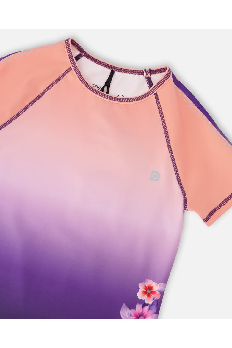 Athletic Short Sleeve Top Gradient in Recycled Polyester, Alternate, color, Pink To Black Gradient