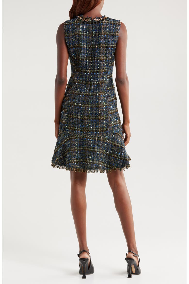 Chain Detail Metallic Tweed Dress, Alternate, color, BLACK MULT