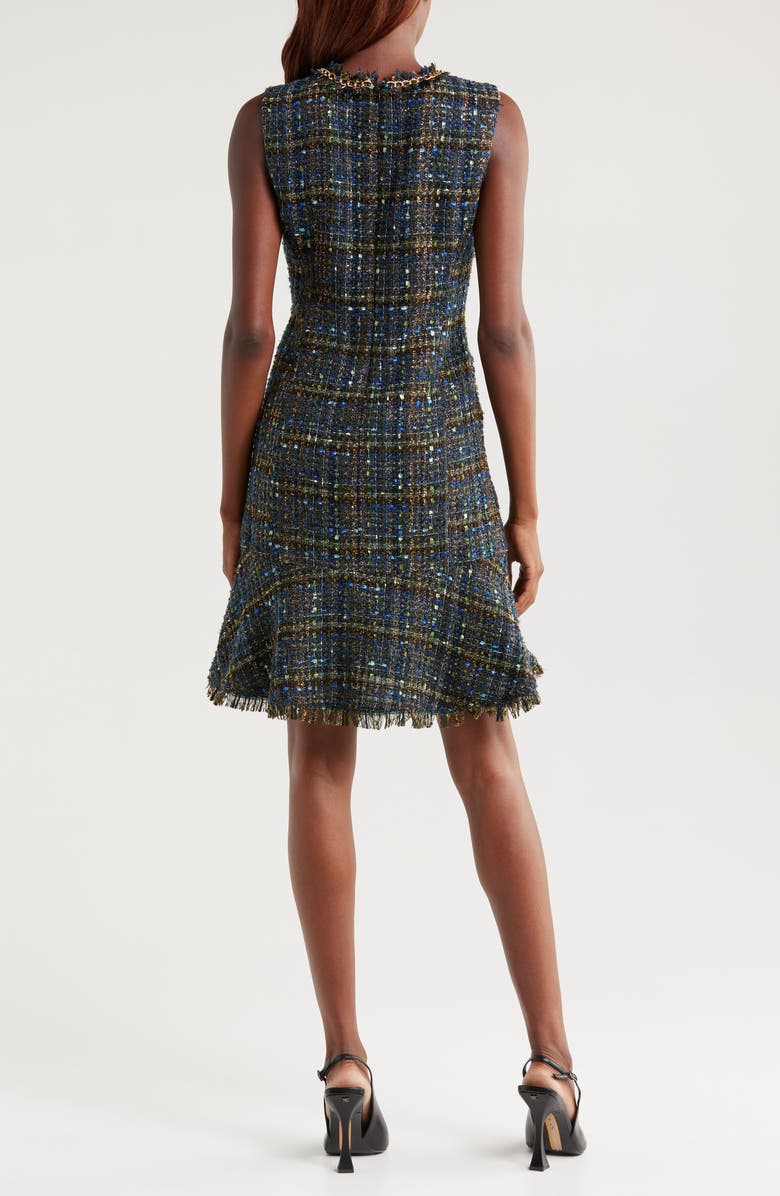 Tahari ASL Chain Detail Metallic Tweed Dress, Alternate, color, Black Mult