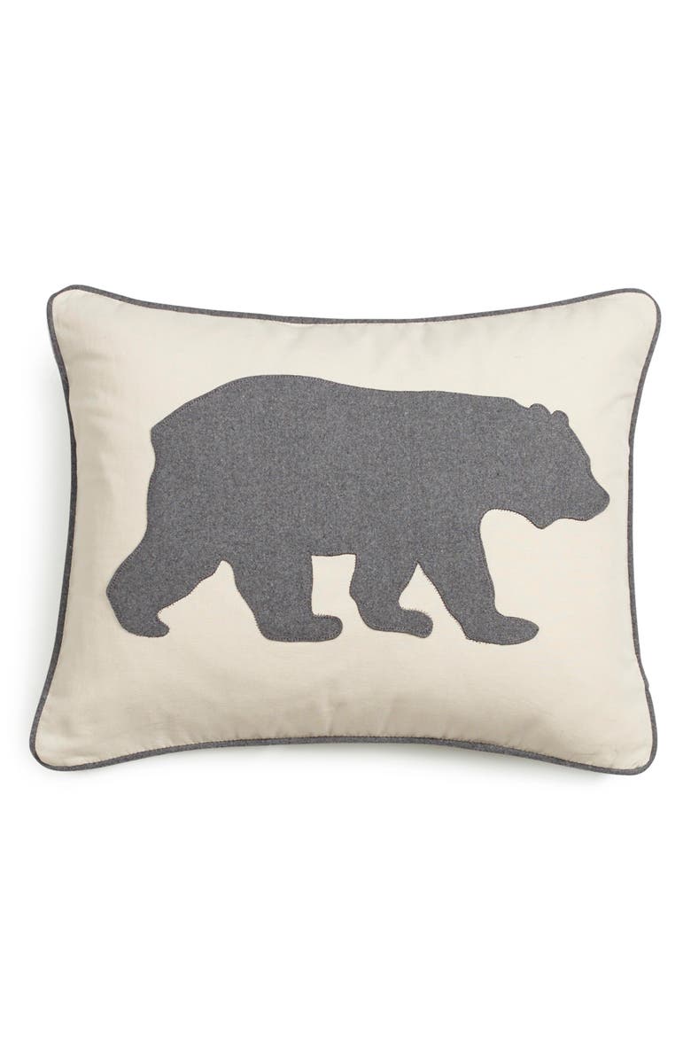 Eddie Bauer Bear Throw Pillow, Main, color, Grey