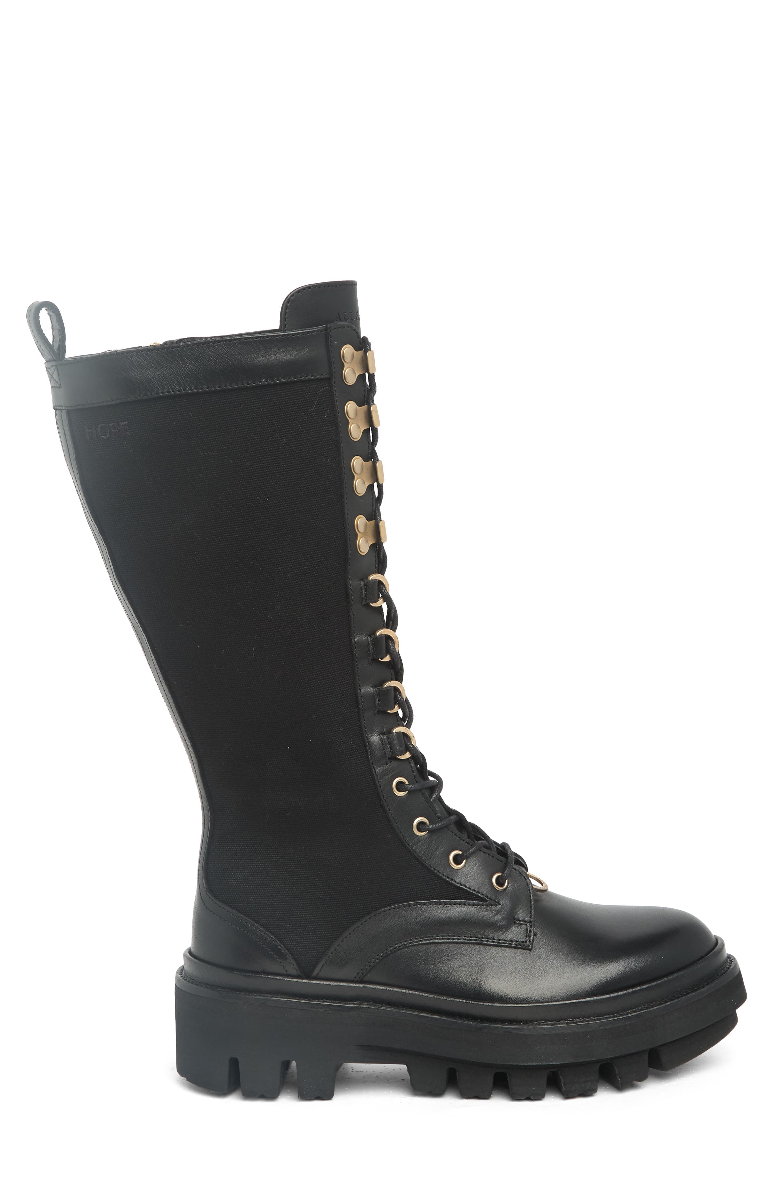 AllSaints Beth Leather & Canvas Tall Platform Boot, Alternate, color, 