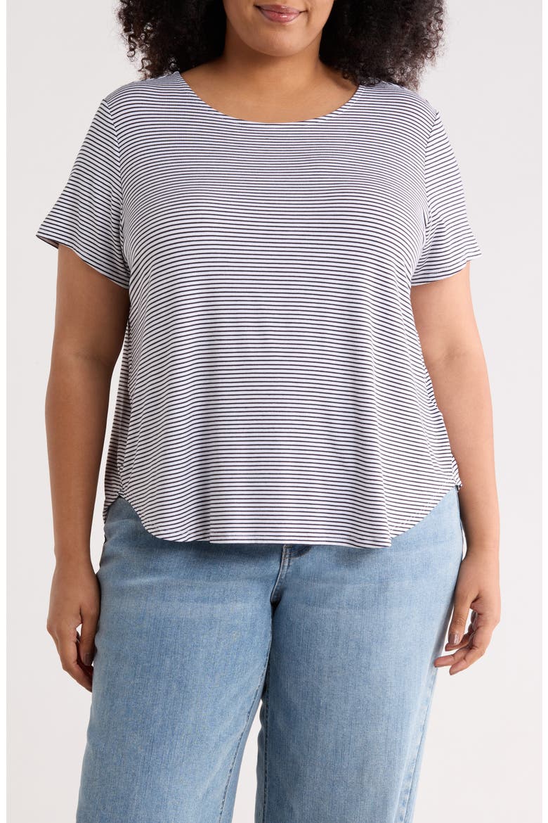 Stripe High-Low T-Shirt, Main, color, NIGHTLIFE/ WHITE