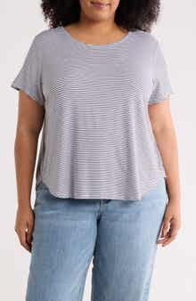 PHILOSOPHY REPUBLIC CLOTHING Stripe High-Low T-Shirt
