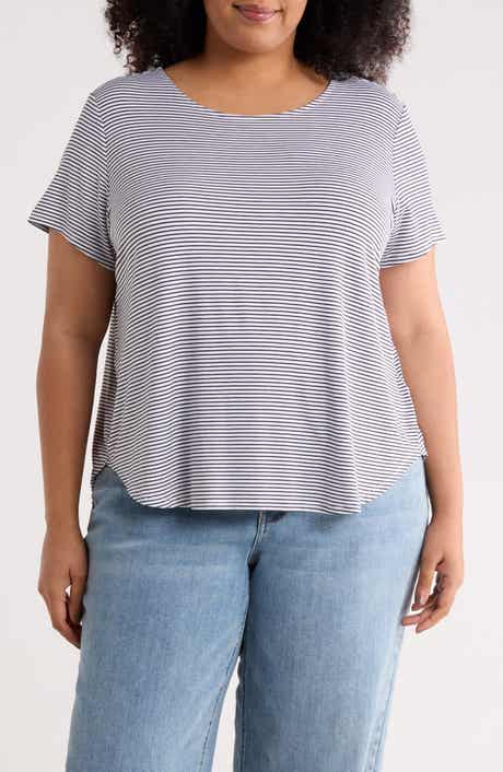 PHILOSOPHY REPUBLIC CLOTHING Stripe High-Low T-Shirt