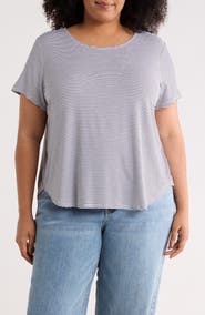 PHILOSOPHY REPUBLIC CLOTHING Stripe High-Low T-Shirt