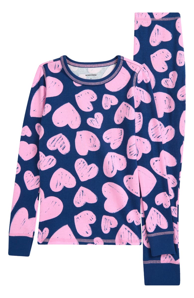 Nordstrom Kids' Print Fitted Cotton Two-Piece Pajama Set, Main, color,