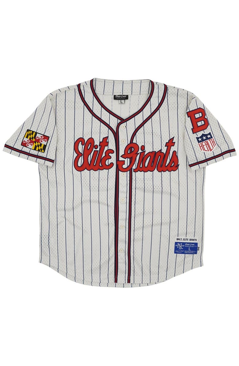 RINGS & CRWNS Men's Rings & Crwns #28 Cream Baltimore Elite Giants Mesh Button-Down Replica Jersey, Alternate, color, 