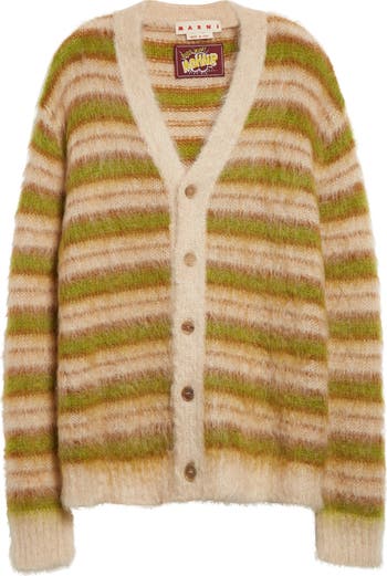 Marni Stripe V-Neck Mohair & Wool Blend Cardigan | Nordstrom Marni Stripe V-Neck Mohair & Wool Blend Cardigan | Nordstrom