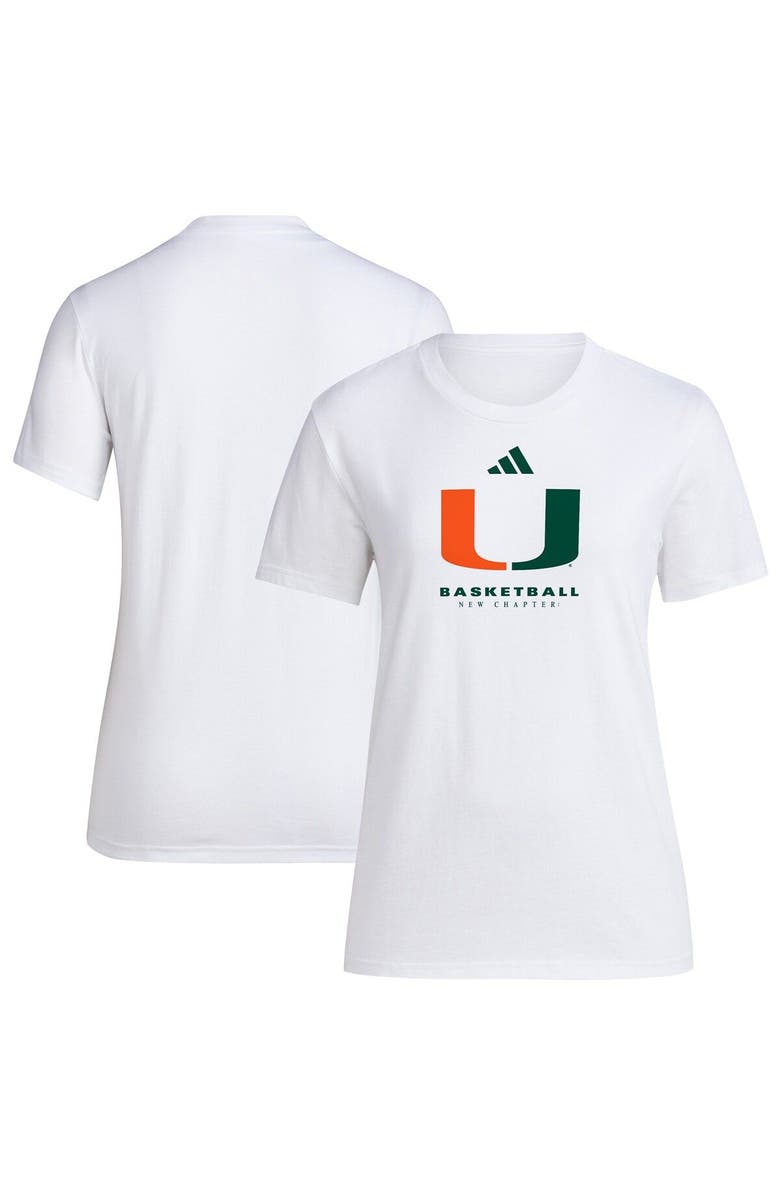 adidas Women's adidas White Miami Hurricanes Bench T-Shirt, Main, color,