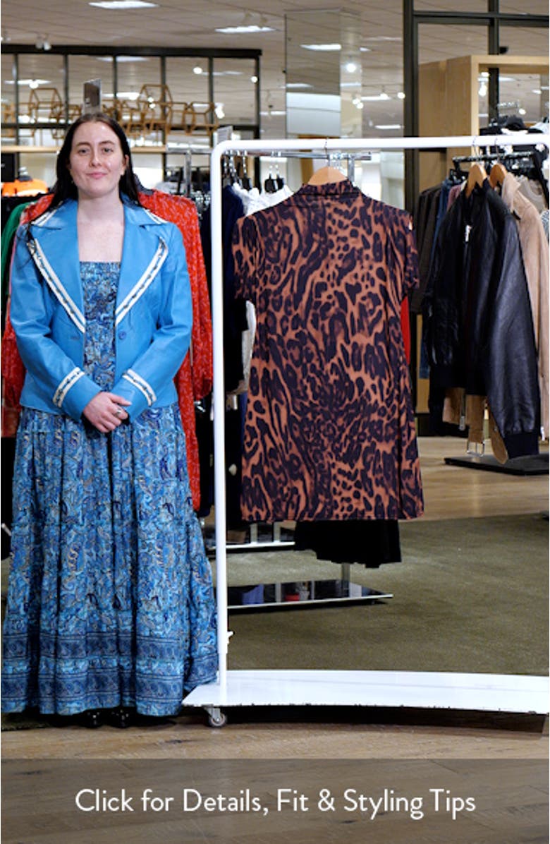 Printed Mock Neck Shoulder Pad Minidress, sales video thumbnail