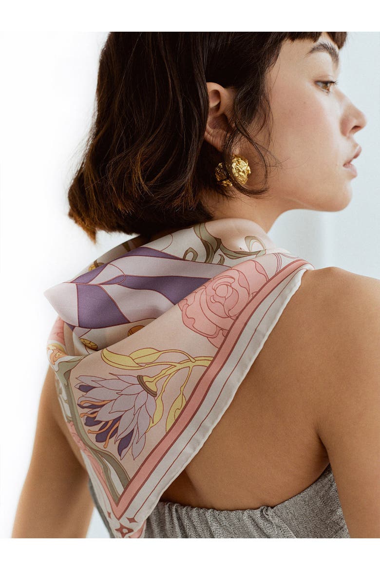The Dreamer Bandana Silk Scarf, Alternate, color, Pink