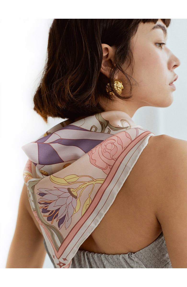 Lost Pattern The Dreamer Bandana Silk Scarf, Alternate, color, Pink