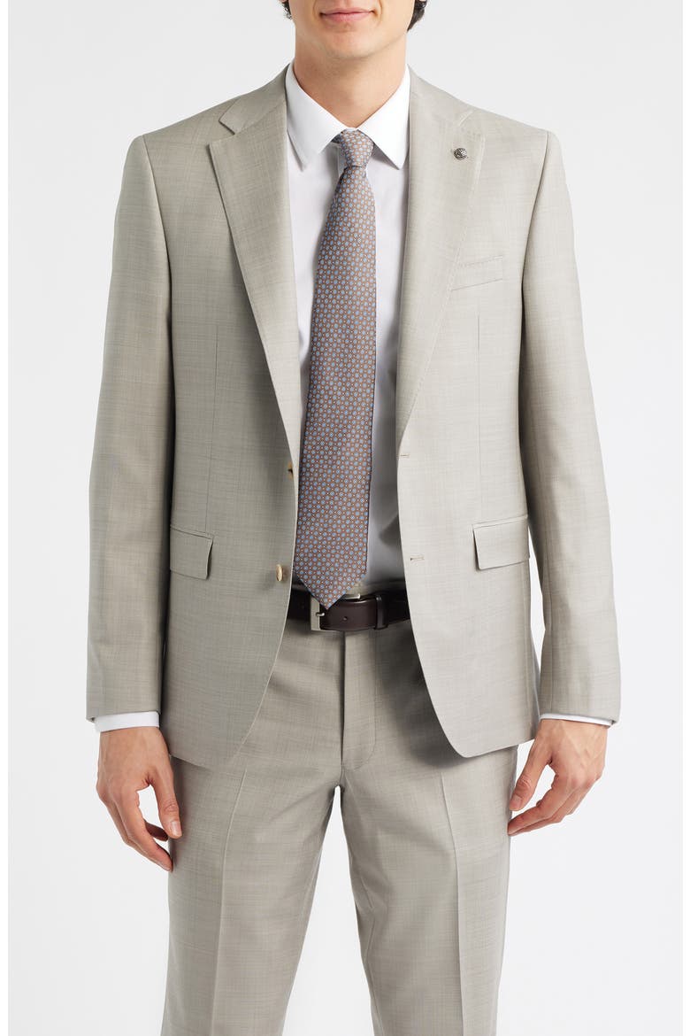 Esprit Tan Mélange Wool Suit, Alternate, color, GREY