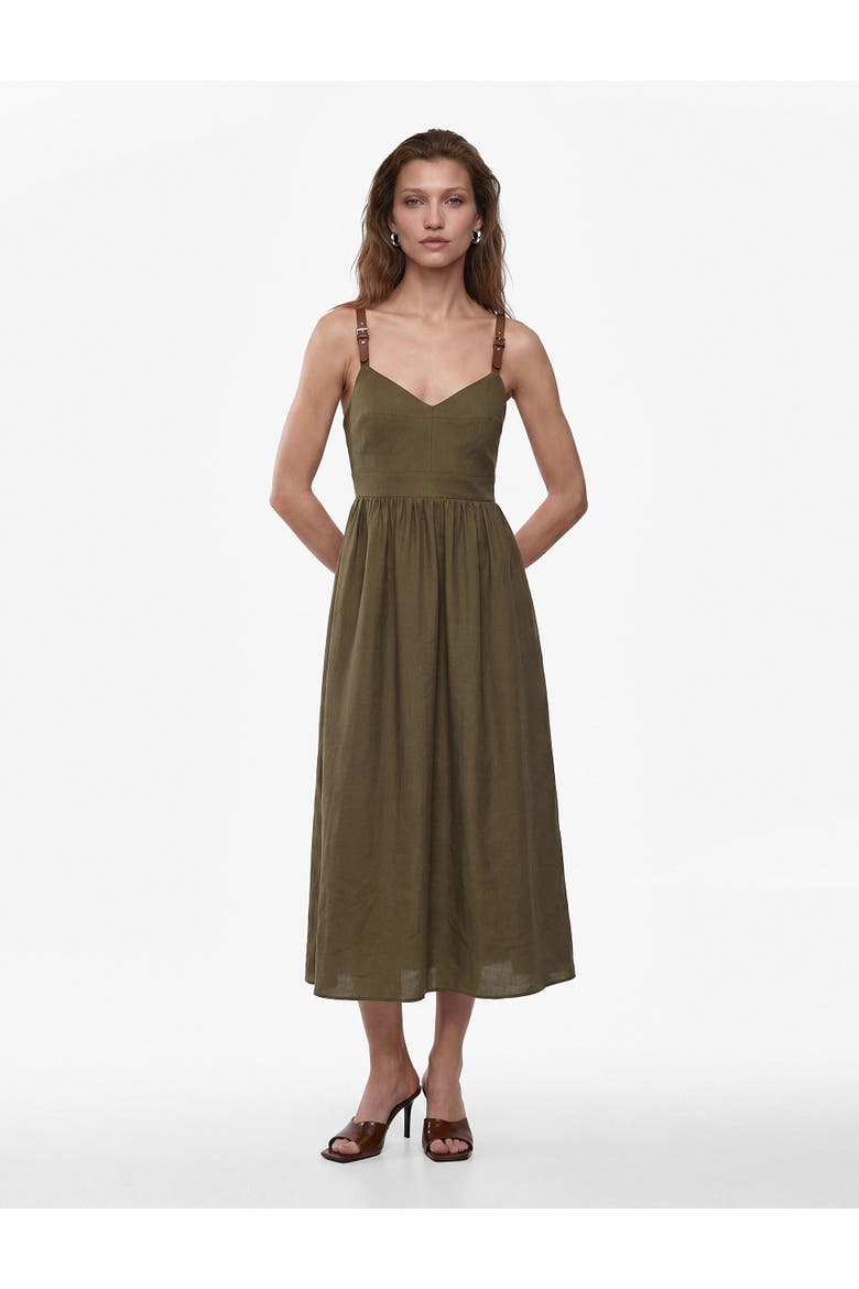 V-Neck Sleeveless Maxi Dress with Adjustable Straps, Main, color, KHAKI