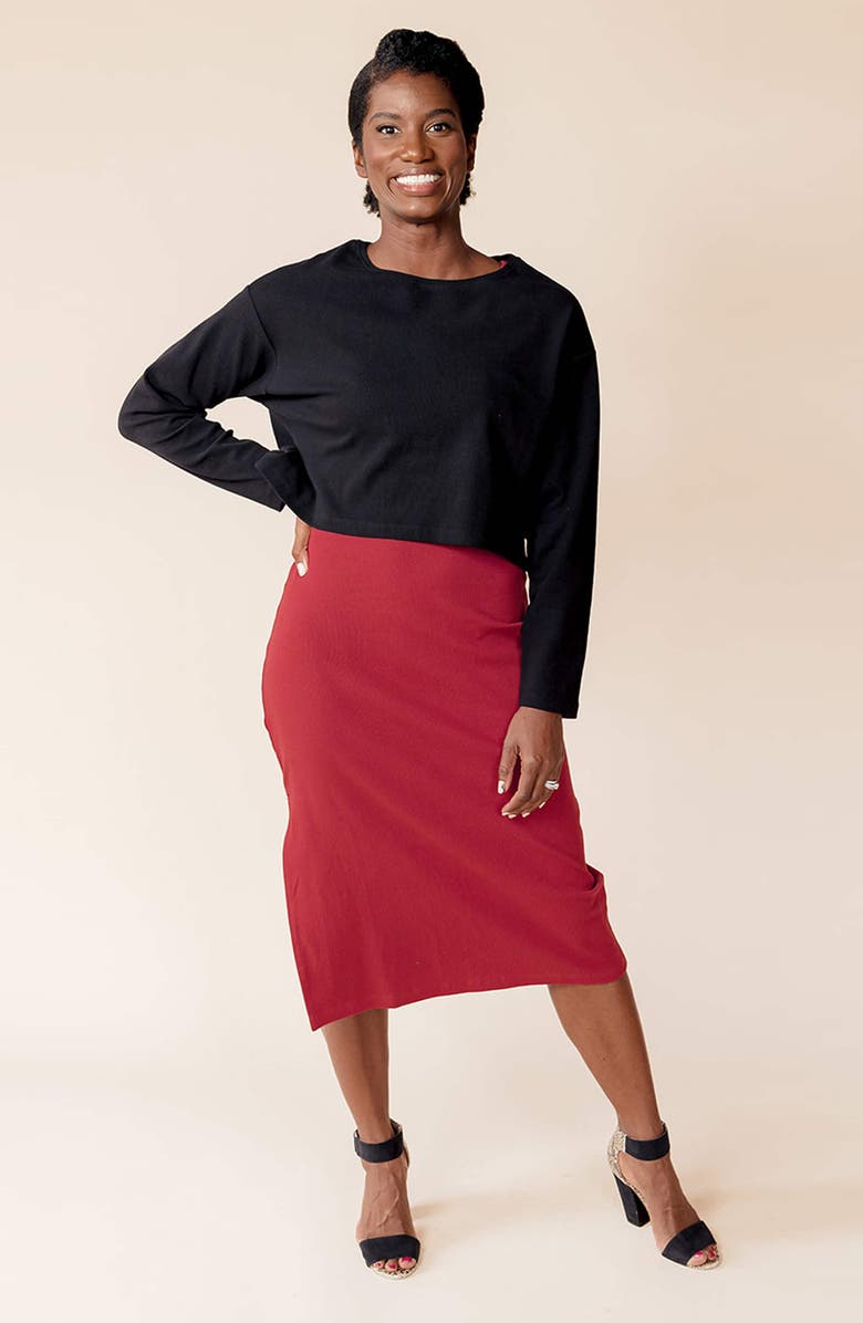 Of an Origin Organic Cotton Long Sleeve Rib Knit Crop Top & Nursing Cover, Alternate, color, 