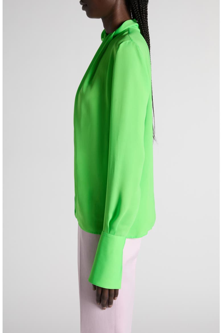Keyhole Cutout Washed Silk Georgette Top, Alternate, color, GREEN FLASH