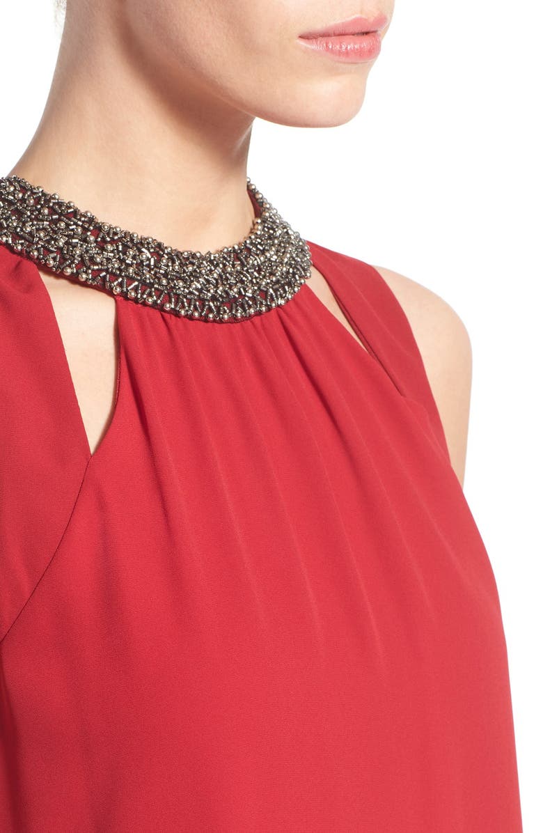 Speechless Beaded Neck Sleeveless Shift Dress, Alternate, color, 