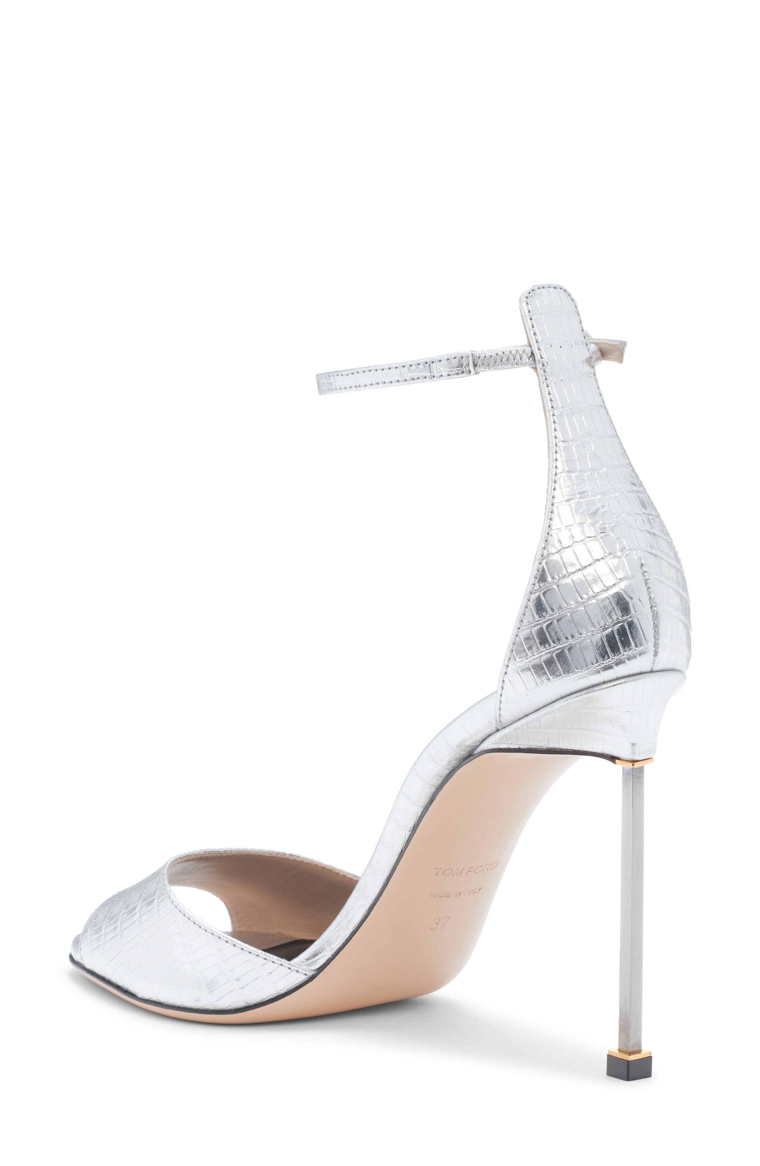 TOM FORD Stiletto Ankle Strap Sandal, Alternate, color, Silver